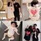 洋气母子母女全家短袖 爱心亲子装 一家三口装 夏季 T恤爬服 2026新款