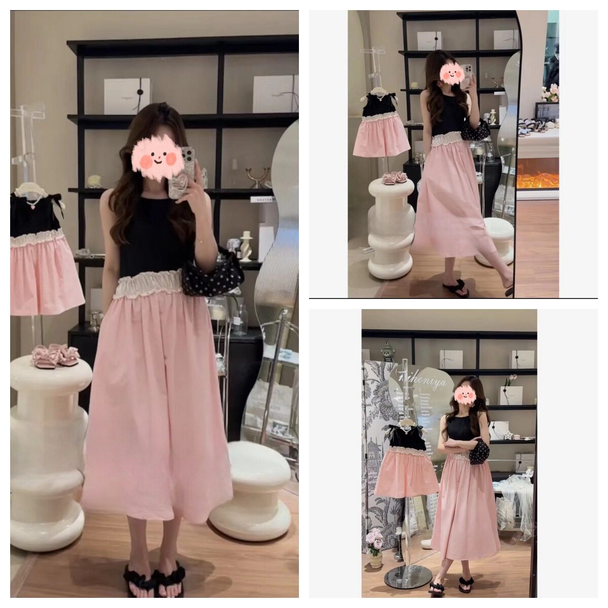 亲子装夏季新品气质韩版拼色时尚显瘦连衣裙女童炸街母女装洋气