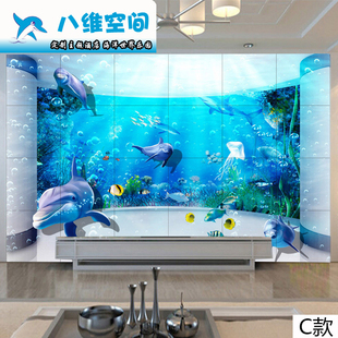电视背景墙瓷砖客厅现在简约微晶石壁画3D立体海底世界地中海海洋