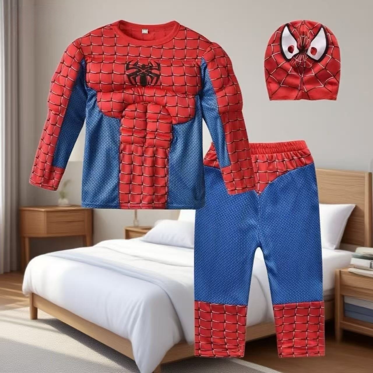 儿童蜘蛛侠长袖套装绿巨人美国队长面包服蝙蝠侠超人cos服演出服