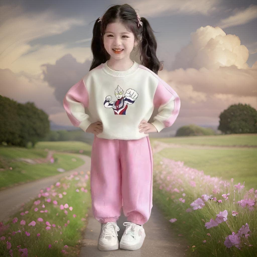 奥特曼衣服女童纯棉套装2025新款儿童运动卫衣洋气女孩春秋两件套