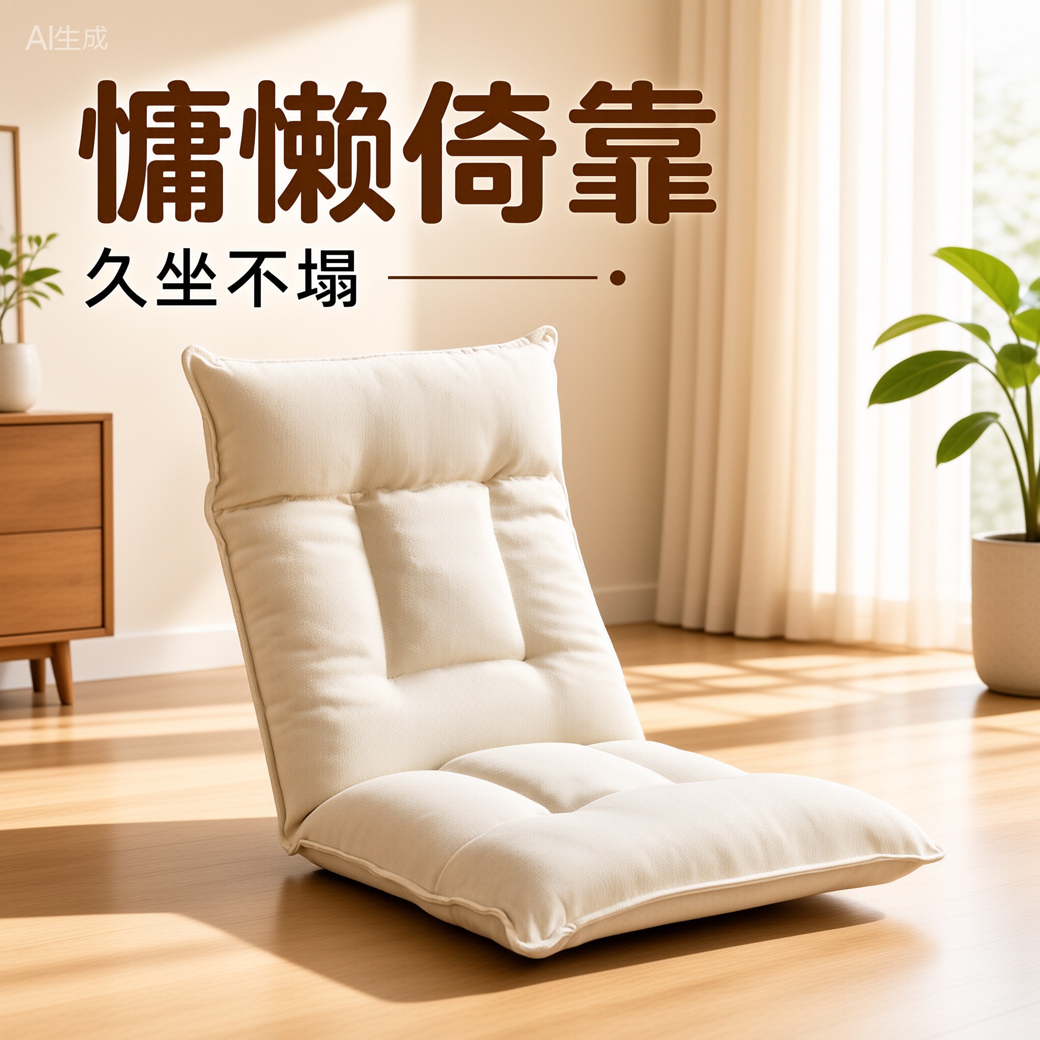 懒人沙发榻榻米躺椅奶油风阳台飘窗靠背椅家用休闲可调节地板座椅
