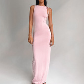 drawstring tied sleeveless Sexy dress性感抽绳绑带无袖 连衣裙