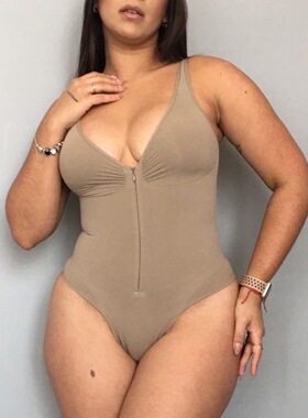 Zipper backless hip lifting shapewear拉链露背提臀塑身连体衣