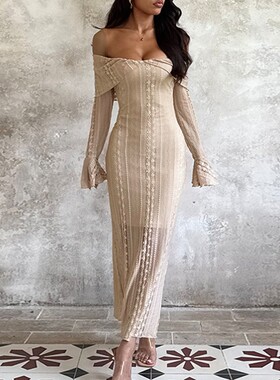 One shoulder sexy spicy girl dress 一字肩性感辣妹修身连衣裙