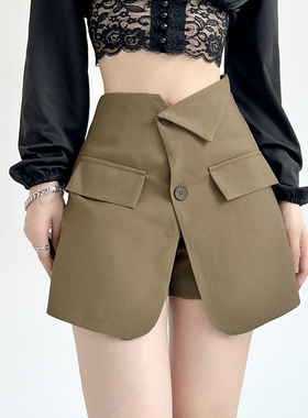 High waist slim skirt wide leg A-line hakama 半身裙A字裤裙女