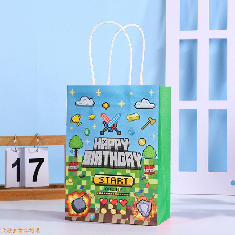 Minecraft我的世界手提纸袋像素游戏礼物袋糖果袋回礼袋饼干袋子