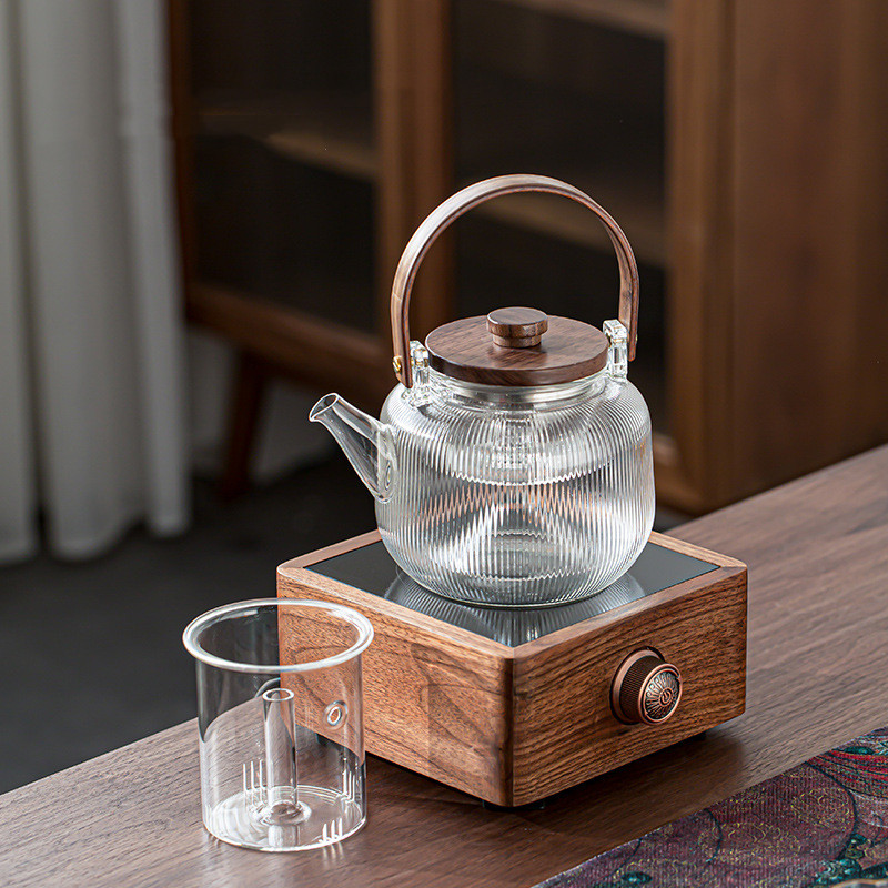 特价清仓胡桃木电陶炉煮茶器玻璃煮茶炉
