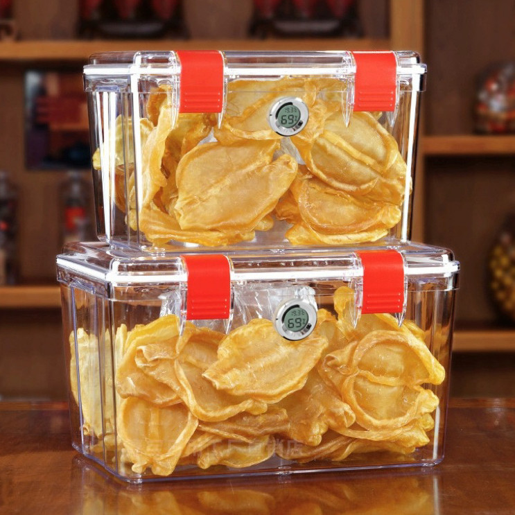 鱼胶密封箱食品级方形加厚大容量储物箱透明PC防潮陈皮药材收纳盒