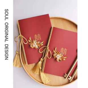 ?新款证婚人致辞本夹婚礼发言卡结婚誓言本卡稿父母红色致词手卡