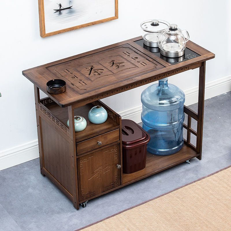 移动茶桌茶台家用茶车客厅沙发边几功夫茶几茶盘烧水壶一体茶水柜