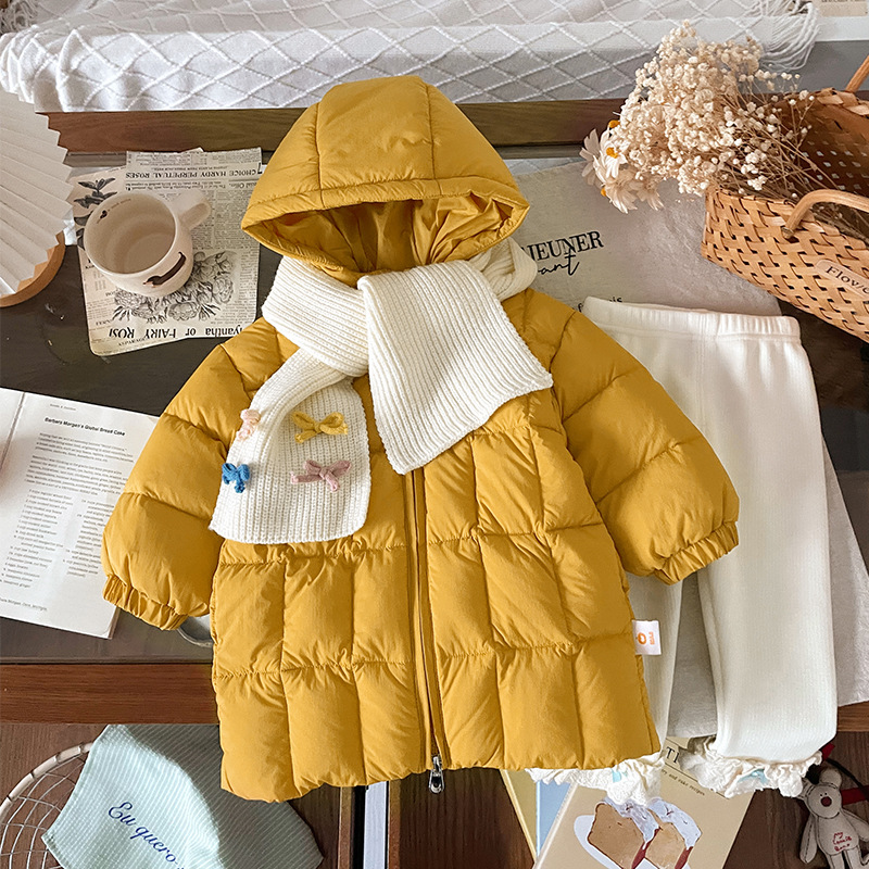 儿童羽绒服2025冬季新款女童羽绒服新国标90白鸭绒宝宝连帽童