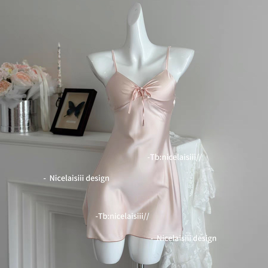 Coisinisss纯欲风睡衣性感夏季女士冰丝高级感带胸垫纯色吊带睡裙,女士内衣/男士内衣/家居服,睡裙,淘宝优惠券,粉丝福利购,淘宝优惠卷