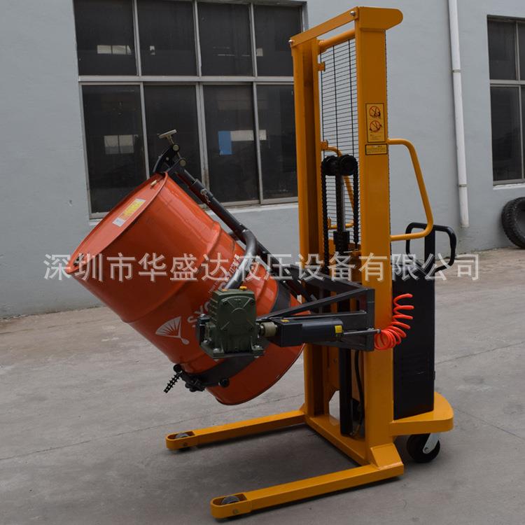 半电动油桶堆高车YL520电动称重油桶倒料车电升电翻油桶翻转车