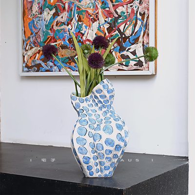 侘寂风陶瓷质感花器摆件