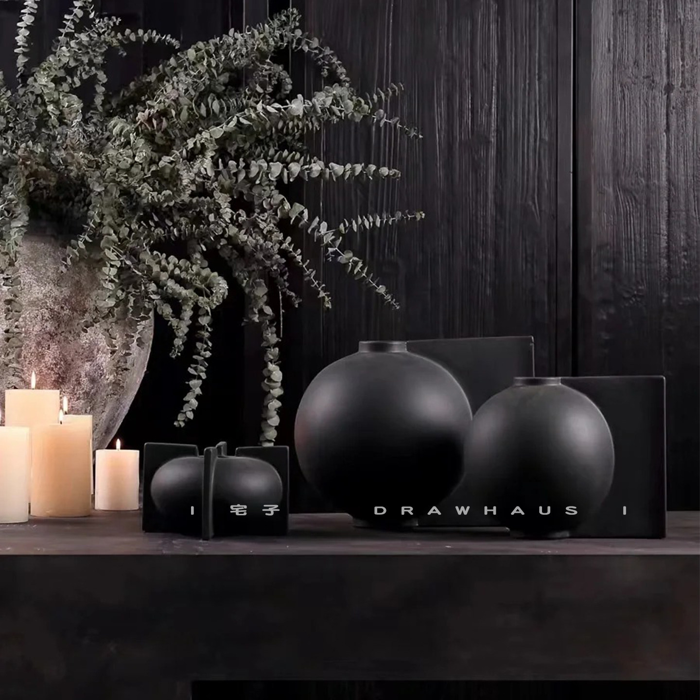 侘寂风手工几何抽象黑白灰陶瓷摆件复古样板间美学客厅茶几装饰品,家居饰品,花瓶,淘宝优惠券,粉丝福利购,淘宝优惠卷