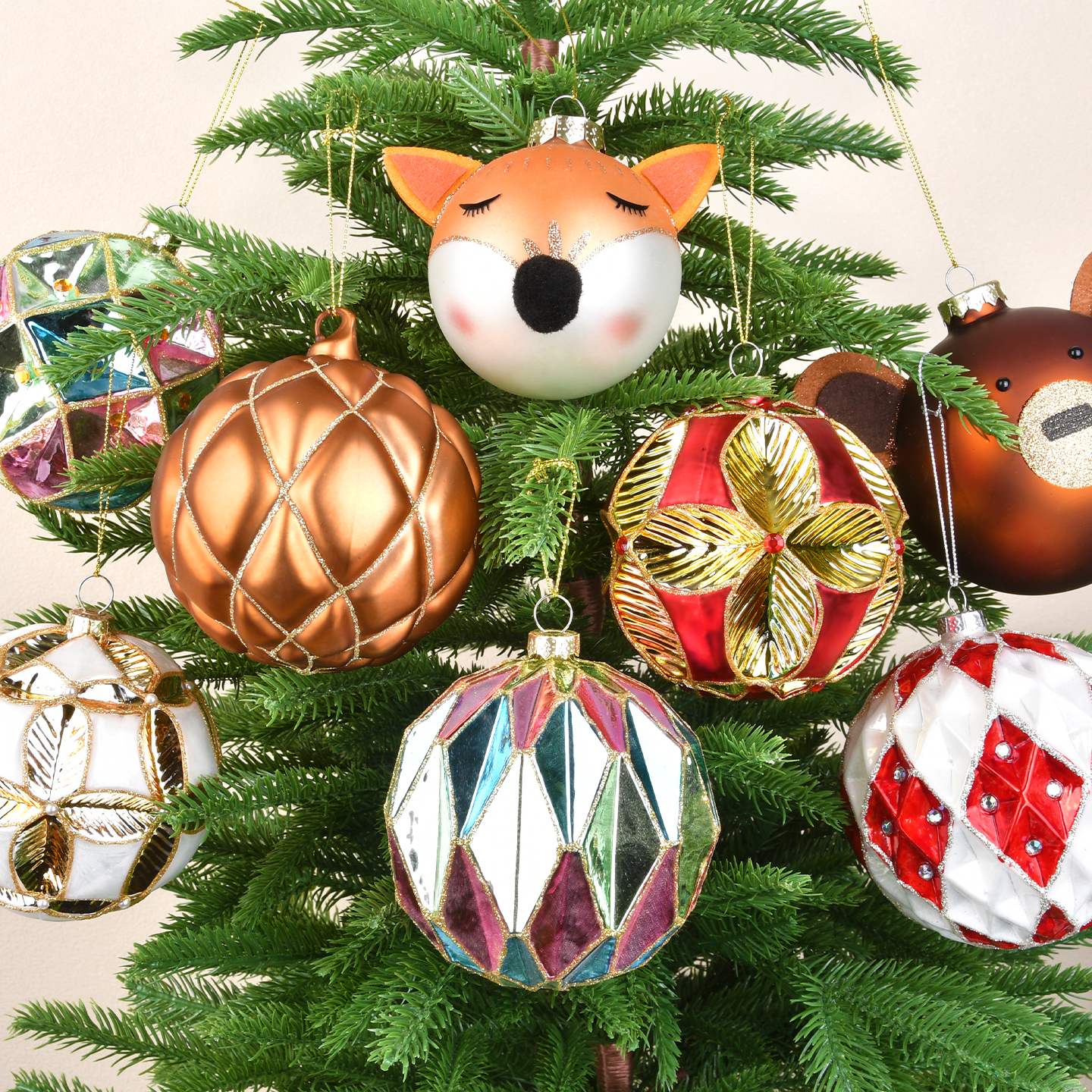 圣诞装饰品8-12CM玻璃彩绘球吊饰圣诞树场景布置创意造型玻璃挂件