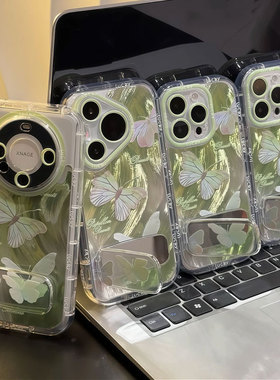 绿色蝴蝶镜面支架适用苹果16promax手机壳iphone小米15华为mate80K80nova9RENO11iQOO12p50荣耀300x200findx8