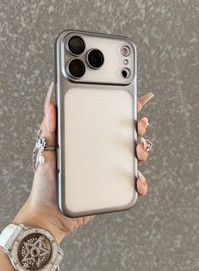 电镀磨砂pc亚克力钛灰色适用苹果17promax手机壳新款Air全包镜头iphone16保护套15pro防摔pm带一体高清镜头膜