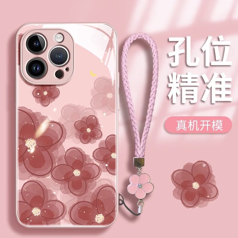 粉色山茶花适用华为mate50手机壳