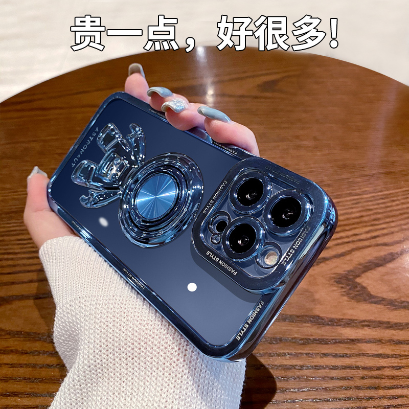 适用于电镀立体宇航员苹果15手机壳新款带支架iPhone15pro硅胶防摔13promax全包镜头12透明por男女pm潮 3C数码配件 手机保护套/壳 原图主图