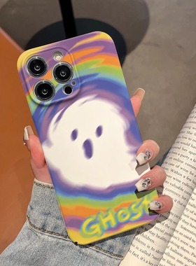 白色幽灵适用于OPPOReno11pro手机壳新款Reno10卡通FindX7网红一加12创意A97时尚A96女款realme菲林Q5i硬壳