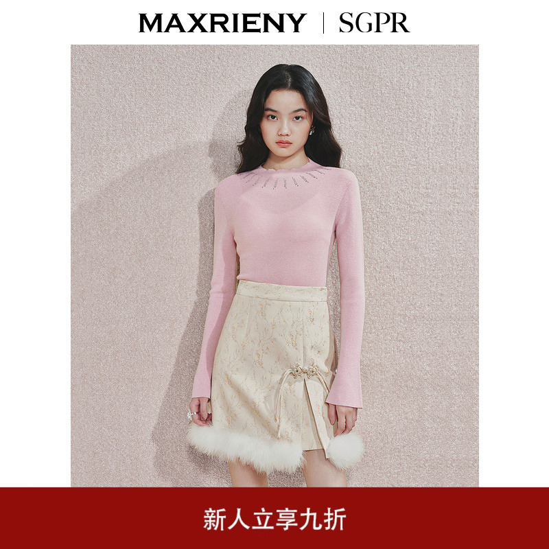 MAXRIENY优雅简约半领套头毛衫修身显瘦上衣年冬