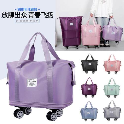 Foldable Duffel Bag Suitcase Rolling Wheels Carry on Large