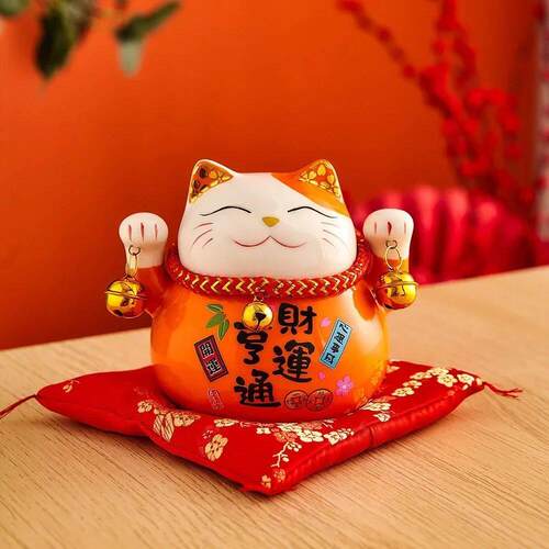 Room Accessories Ceramic Maneki Neko Piggy Bank Japanese Luc