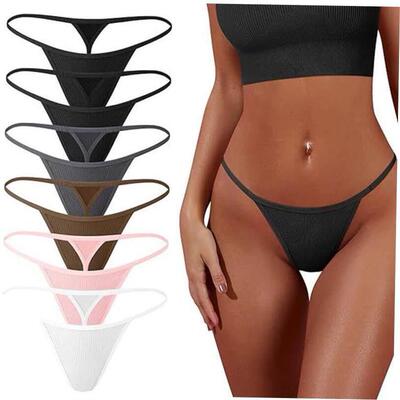 Women Cotton Panties Stretch T-back G-String Thongs Low Rise