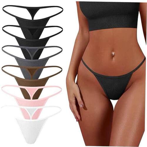 Women Cotton Panties Stretch T-back G-String Thongs Low Rise
