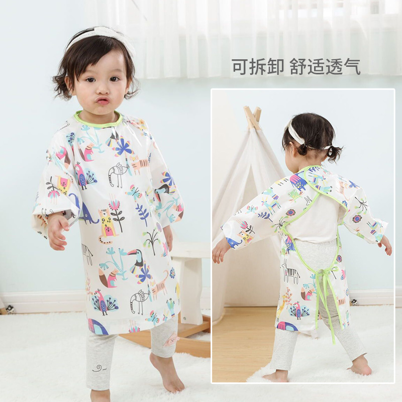 BLW宝宝吃饭全包围一体式吸附餐盘围兜婴儿护衣喂食防脏防水罩衣