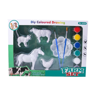 动物彩绘diy手工套装上色涂鸦丙烯绘画石膏玩具儿童创意仿真模型