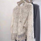 高级感穿搭时尚 2026年春秋新款 气质蕾丝衬衫 洋气上衣欧货0128h