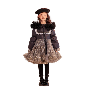 笛牧女童羽绒服2025冬装新款黑色爱莎公主超仙白鸭绒儿童加厚外套