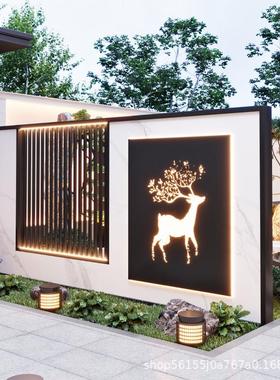 铝合金庭院背景墙户外屏风隔断墙不锈钢室外灯光景墙迎门墙影壁墙