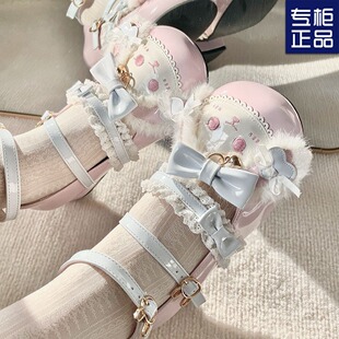 原创萌兔娃娃可爱lolita鞋子低跟圆头蝴蝶结少女洛丽塔jk平底鞋