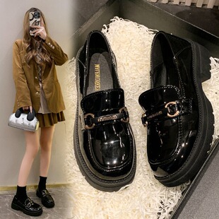 配裙子JK单鞋 厚底增高乐福鞋 一脚蹬英伦风小皮鞋 新款 女2026年春季