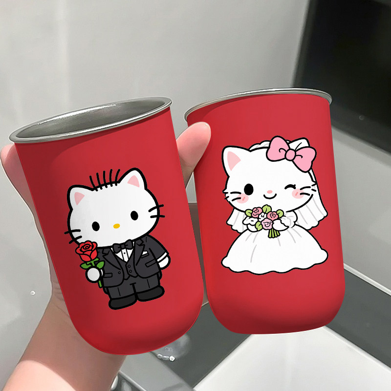结婚洗漱杯一对刷牙杯子新人新婚漱口杯红色可爱牙杯陪嫁婚庆用品