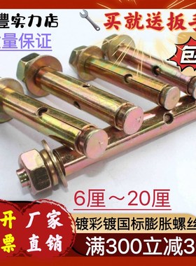 国标膨胀螺丝国j标拉爆铁彩镀膨胀螺丝镀锌膨胀螺栓拉爆螺丝爆炸
