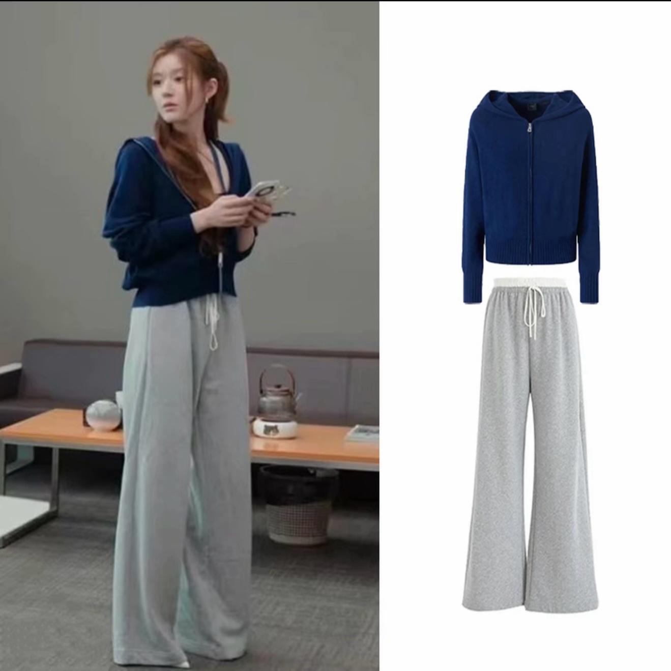 许我耀眼露思同款连帽针织套装