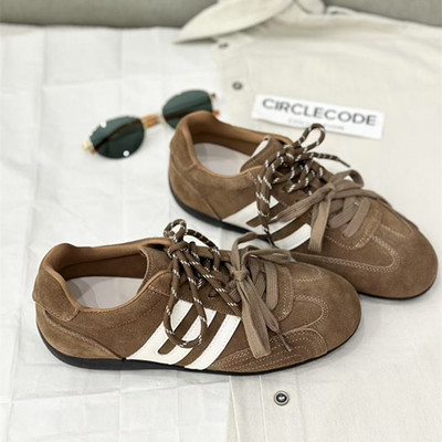 平底真皮红色阿甘鞋德训鞋女