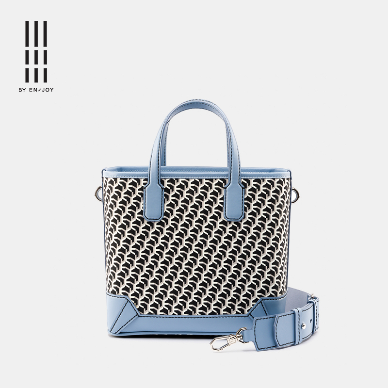 休闲时尚风印花帆布拼接手挽袋