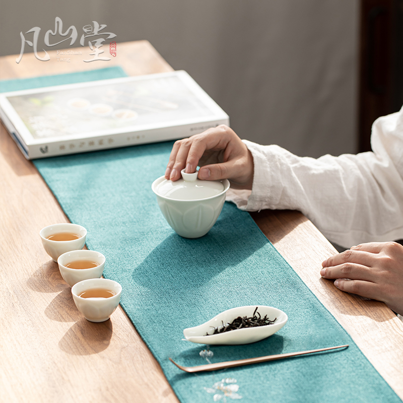 手绘干泡茶席创意桌旗茶垫茶桌布茶旗禅意中式茶道茶盘垫茶具配件