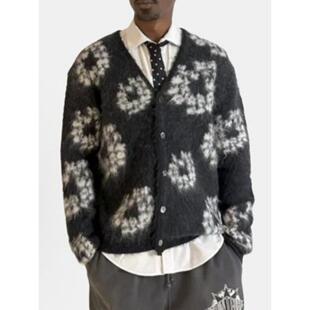 SAINT MICHAEL×Denim联名花环图案马海毛针织衫 V领开衫毛衣外套