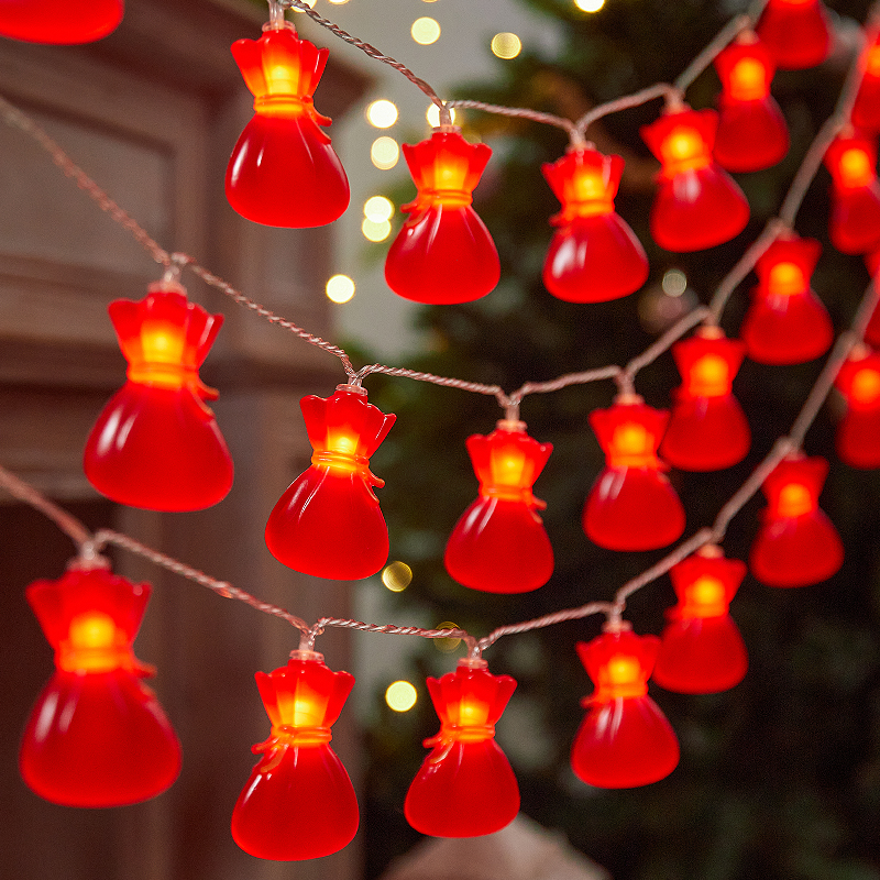 元旦过年气氛彩灯串场景布置发光