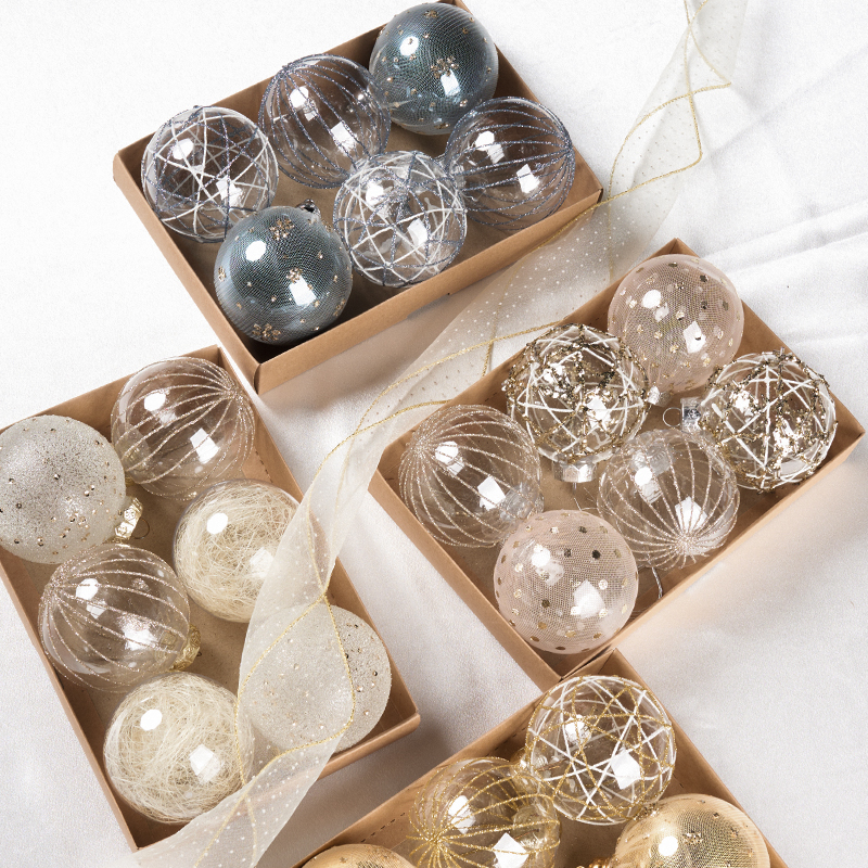 圣诞树装饰球圣诞节道具条纹圣诞球挂件商场橱窗节日氛围场景布置