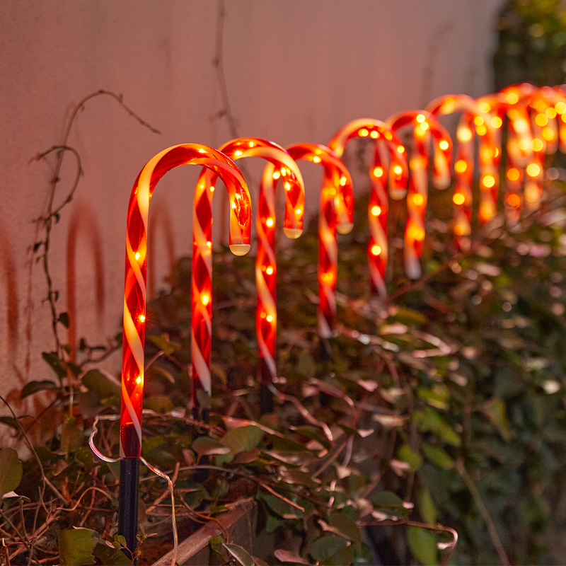 圣诞糖果装饰拐杖糖灯户外摆设地插太阳能场景布置雪球灯庭院造景