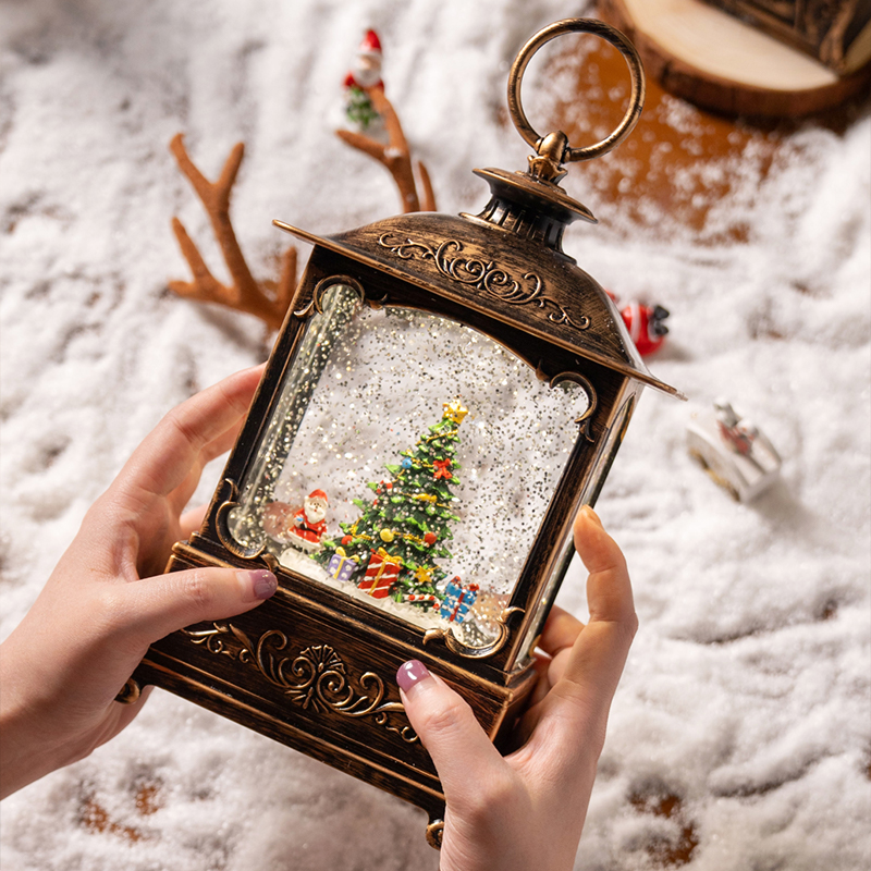 圣诞节迷你音乐盒飘雪旋转