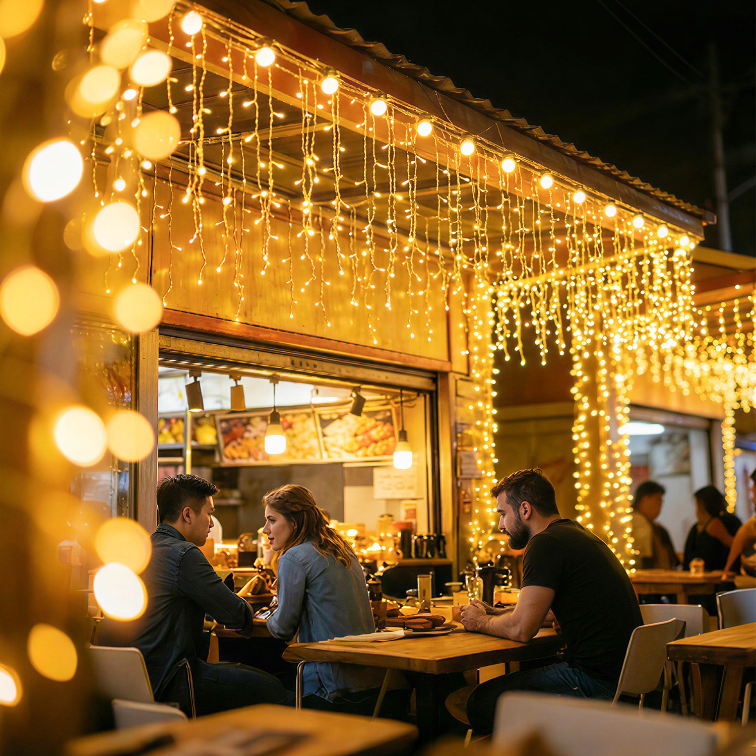 led瀑布灯满天星户外防水彩灯闪灯串网红店铺氛围布置庭院装饰灯